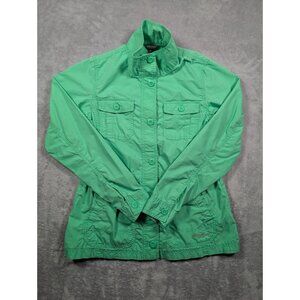 Eddie Bauer Jacket Womens Size Medium Green Utility Button Up Ripstop Outdoor